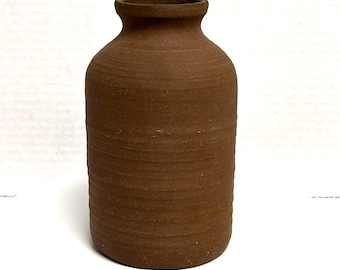 Vintage Nancyware Durham CT brown stoneware vase crock