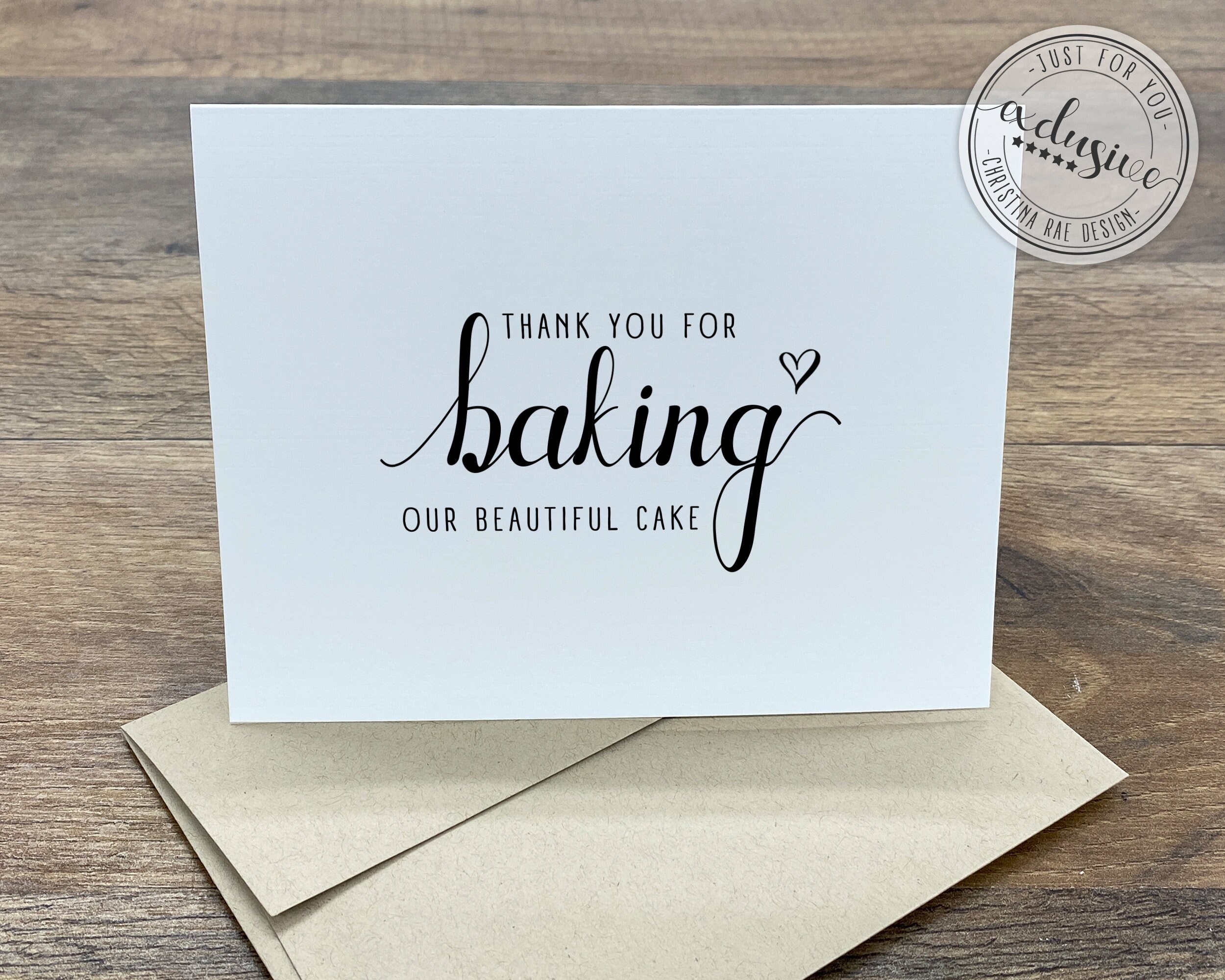 Thank You for Baking Our Beautiful Cake Card Vendor Thank You Etsy