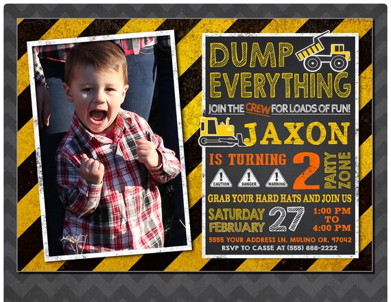 Construction birthday invitations, Construction party invitations, Dump truck invitation, Construction birthday party invitation, Photo Il_570xn