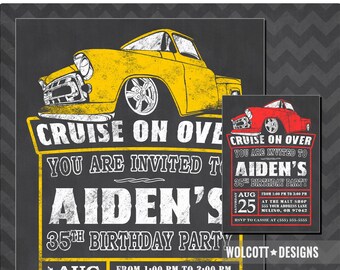1957 Chevy Truck, Birthday Invitation, 57 Chevy, Hot Rod Birthday Invitation, Hot Rod, Birthday Party, Hot Rod Invitation, Chevy Truck