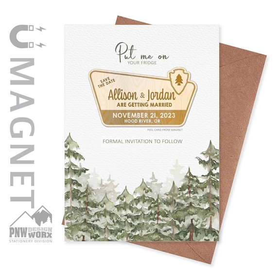 Save the date magnets National Park wooden magnets wood wedding magnets wedding favors custom wood magnet with cards Il_570xn
