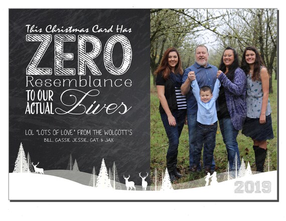 Funny Photo Christmas Cards, Zero Resemblance, Photo Christmas Cards, Funny Holiday Card, Famly Photo, Blooper, Plaid Christmas Card Il_570xn