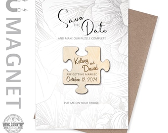 Save the Date Puzzle Magnete, Magnetische Hochzeitseinladung, personalisierte Hochzeitseinladung, einzigartiges Save the Date Geschenk