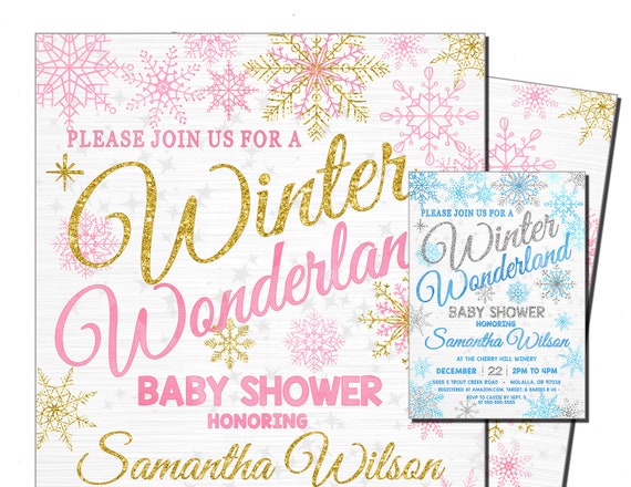 Winter Baby Girl Shower Invitations 8