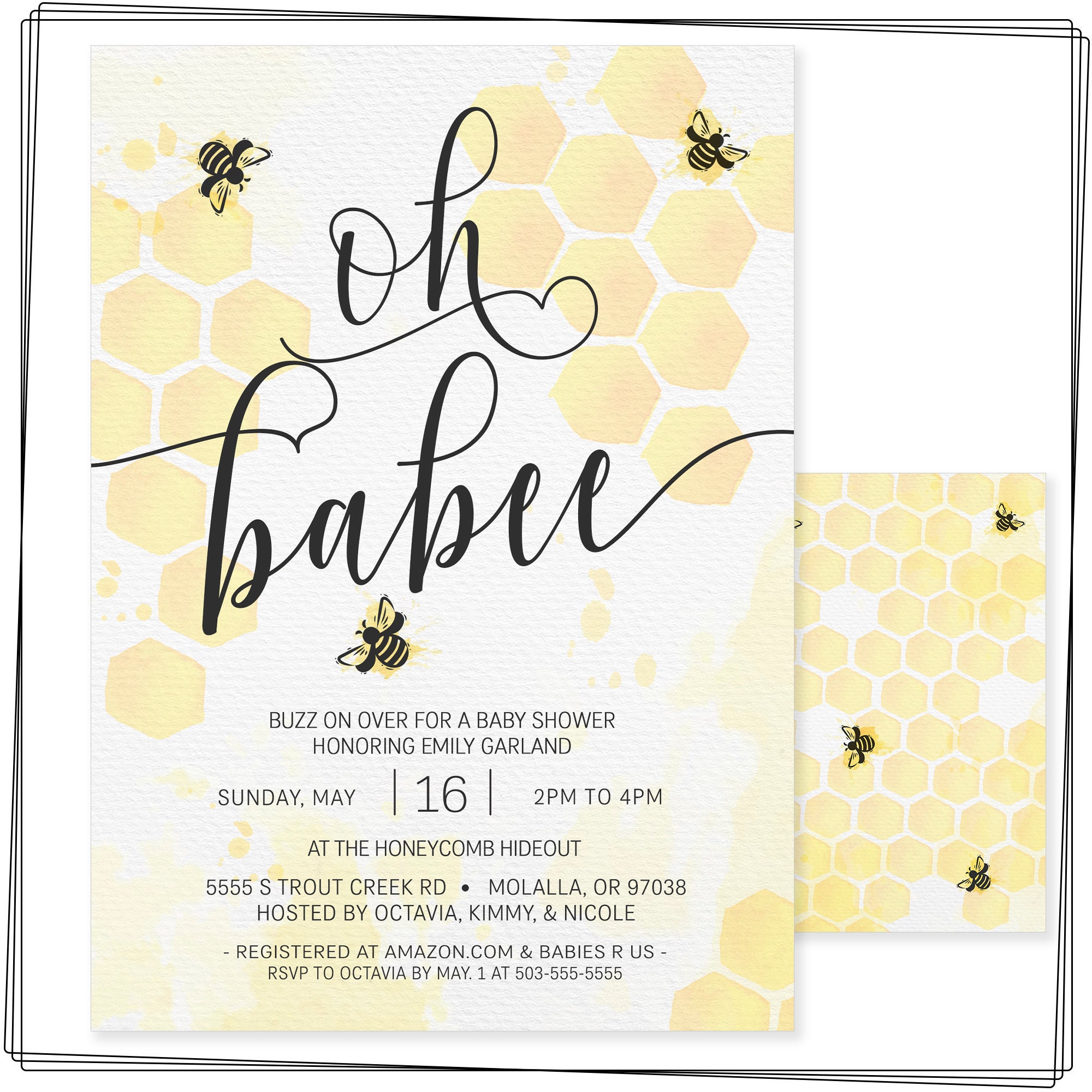Bee Baby Shower Invitation Printable for a Gender Neutral Baby Etsy