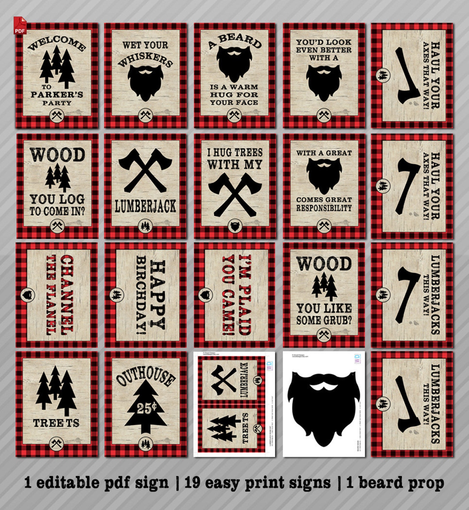 Lumberjack Party Lumberjack Party Supplies Lumberjack - Etsy