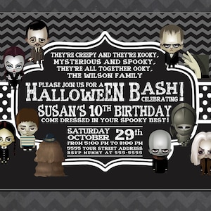 Halloween Birthday Invitation, Addams Family Halloween Party Invitation, Halloween Birthday Party, Halloween Birthday Party Invitation image 1