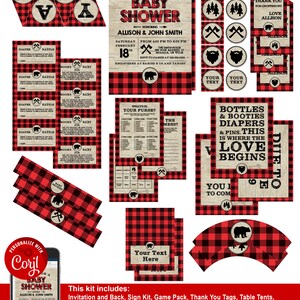 Lumberjack Baby Shower Game Pack, Baby Shower Games, Baby Shower Bingo ...