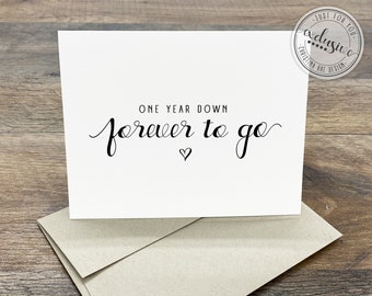 Wedding Anniversary Cards, first wedding anniversary card, one year down, 1st anniversary card, for wife or husband, CRW100