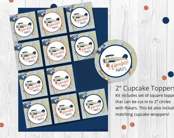 Airplane Cupcake Toppers and Wrappers, Adventure Awaits Cupcake Toppers, Airplane Cupcake Toppers, Navy, Cupcake Toppers, Printable