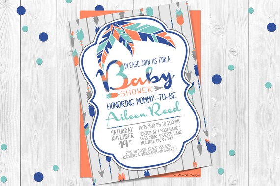 arrow baby shower invitations