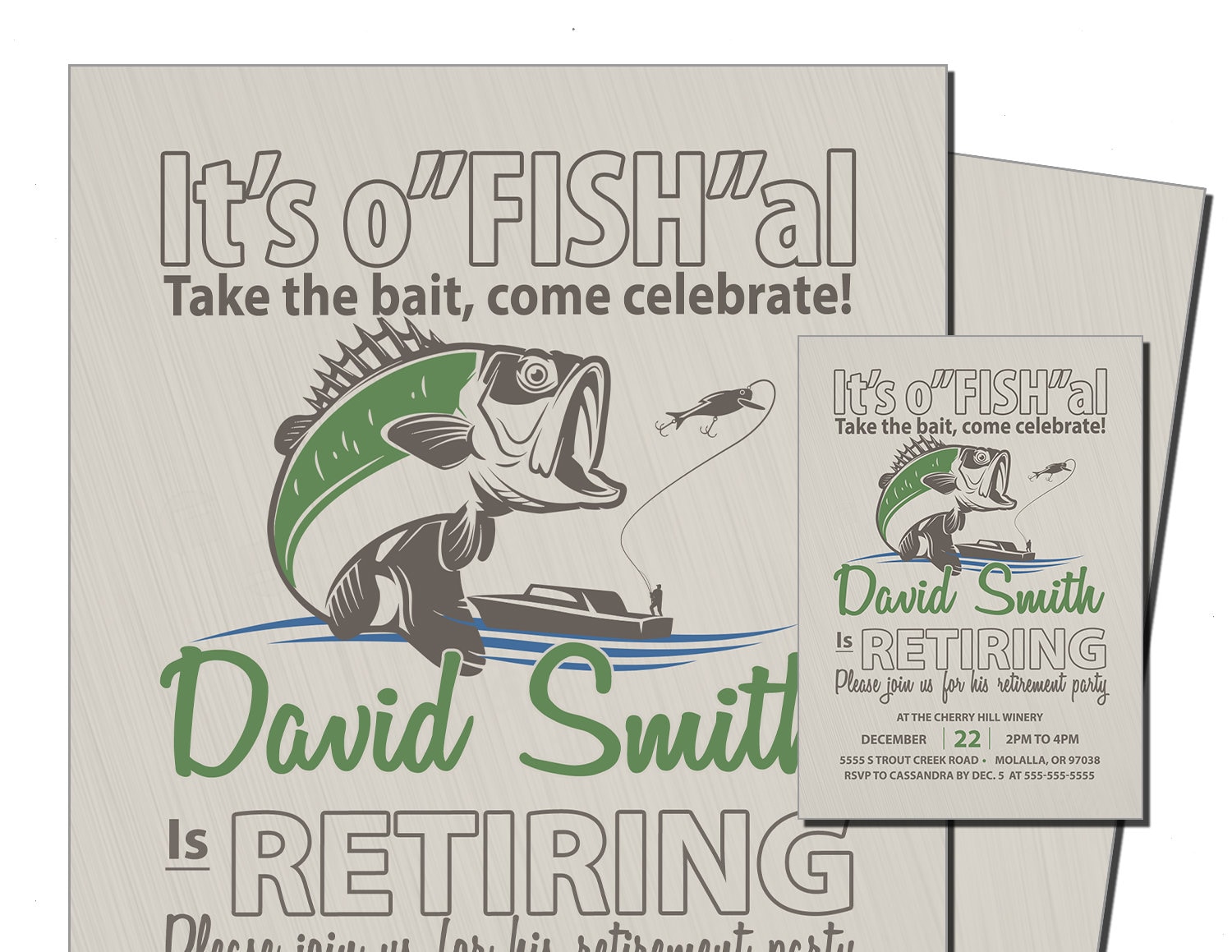 Bass Fishing Retirement Party Invitations for Men, Retirement Invitation,  Bass Fishing Invitations, Gone Fishing, Office Retirement Party 