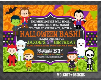 Halloween Birthday Invitation, Kids Halloween Party Invitation, Costume Party Invitation, Halloween Birthday Party Invitations