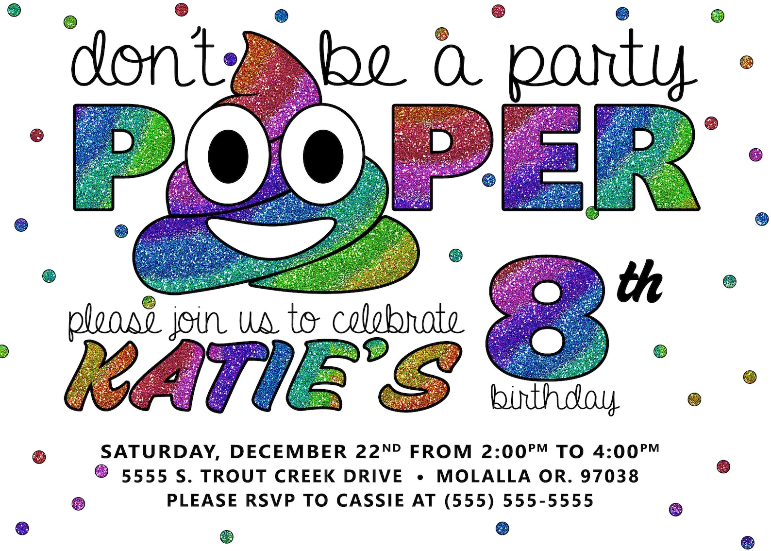 Don t Be A Party Pooper Birthday Invitation Poop Emoji Etsy