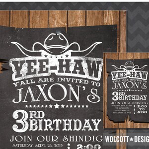 Chalkboard Western Invitation Cowboy Birthday Cowgirl Invitation Chalkboard Western Western Invitation Printable image 1