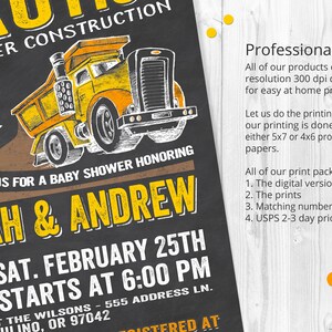 Baby Under Construction, Construction Baby Shower Invitation, Dump Truck Shower Invite, Construction Shower Invite, Chalkboard Baby Shower image 2