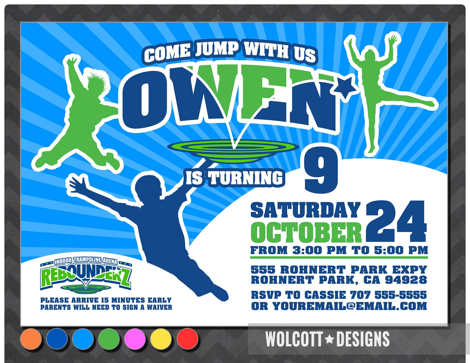 Trampoline Party Invitation Bounce House Invitation Jump Etsy