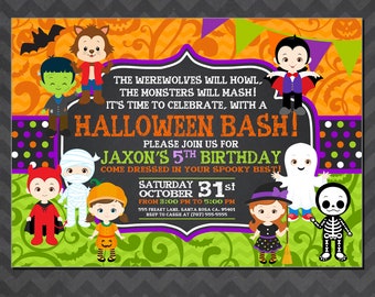 Halloween Birthday Invitation, Kids Halloween Party Invitation, Costume Party Invitation, Halloween Birthday Party Invitations