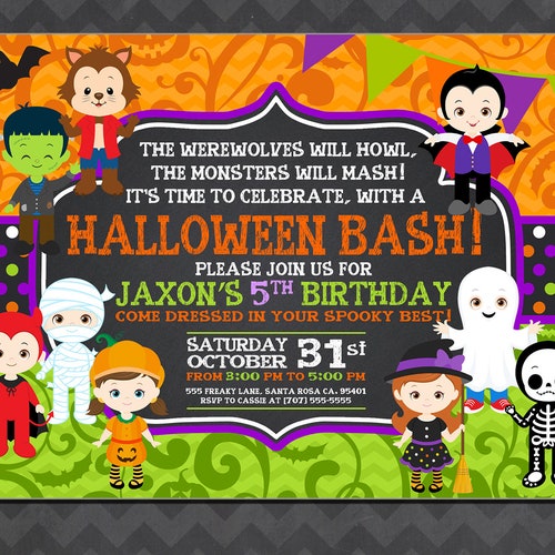 Halloween Birthday Invitation Kids Halloween Party - Etsy