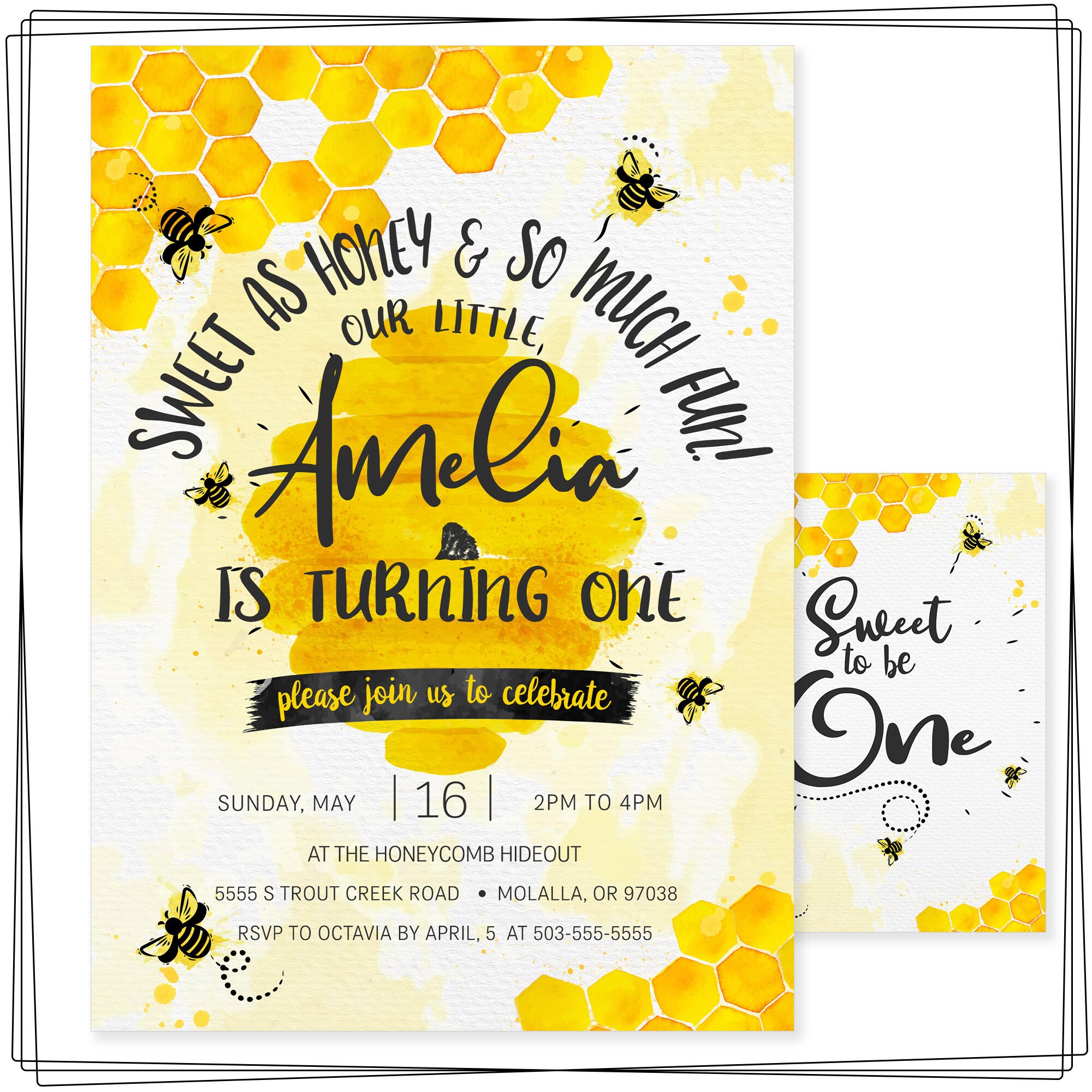Bee Birthday Invitation First Birthday Sweet As Honey Bee Etsy Singapore