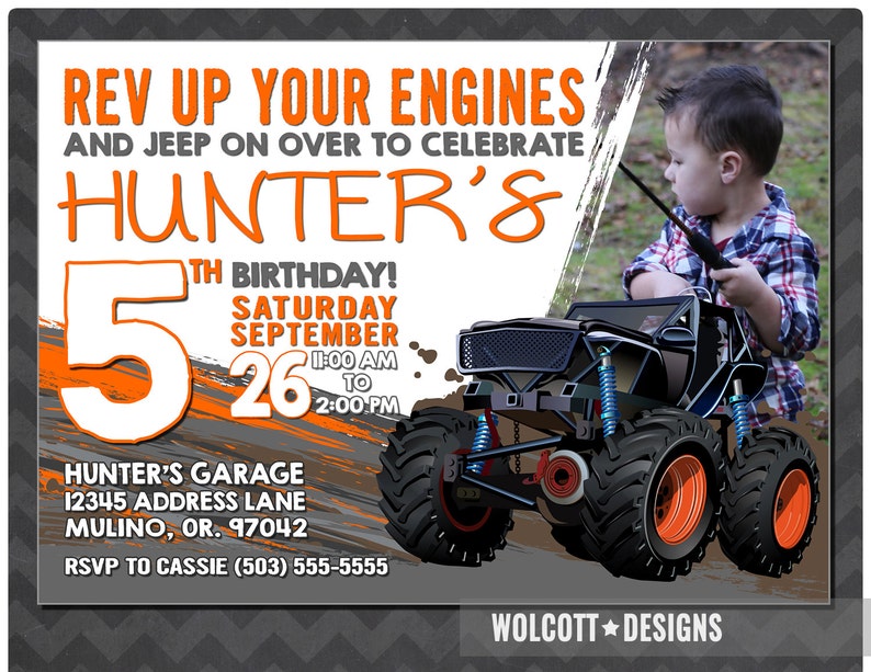 Jeep Birthday Invitations Jeep Birthday Theme Jeep Monster Etsy