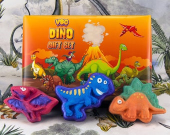 Dinosaur Bath Bomb Gift Set Hamper, VBC.Life, T-rex, Stegosaurus, Pterodactyl, Apatosaurus, Triceratops