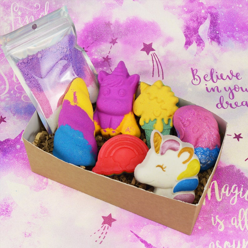 Unicorn Bath Bomb Gift Set Hamper, VBC.Life, Pink Soap Present, Birthday Gifts, Stocking Filler Unicorn Set 6