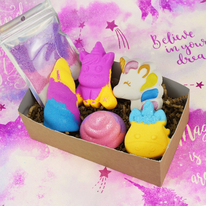 Unicorn Bath Bomb Gift Set Hamper, VBC.Life, Pink Soap Present, Birthday Gifts, Stocking Filler Unicorn Set 5