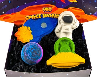 Space Bath Bomb Gift Set Hamper, VBC.Life, Astronaut, UFO, Alien, Rocket, Galaxy, Shooting Star, Planets, Birthday Present