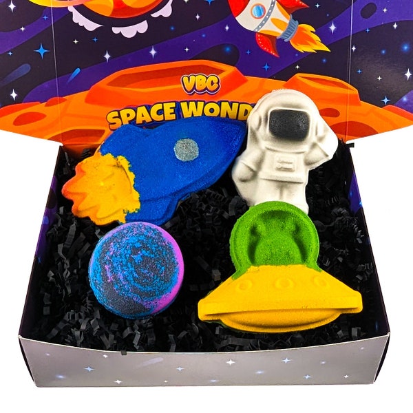 Space Bath Bomb Gift Set Hamper, VBC.Life, Astronaut, UFO, Alien, Rocket, Galaxy, Shooting Star, Planets, Birthday Present