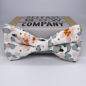 Boho Blooms Bow Tie in Blush Petals - Sage Green Pale Pink  - Pre-Tied