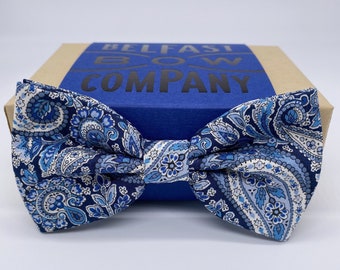 Liberty Bow Tie in Navy Blue Paisley - Self-Tie, Pre-Tied, Boy's Sizes, Pocket Squares & Cufflinks available