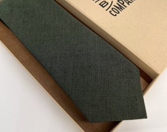 Irish Linen Tie in Ivy Green - Matching Pocket Square & Cufflinks available
