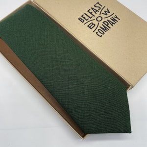 Irish Linen Tie in Emerald Green - Matching Pocket Square & Cufflinks available