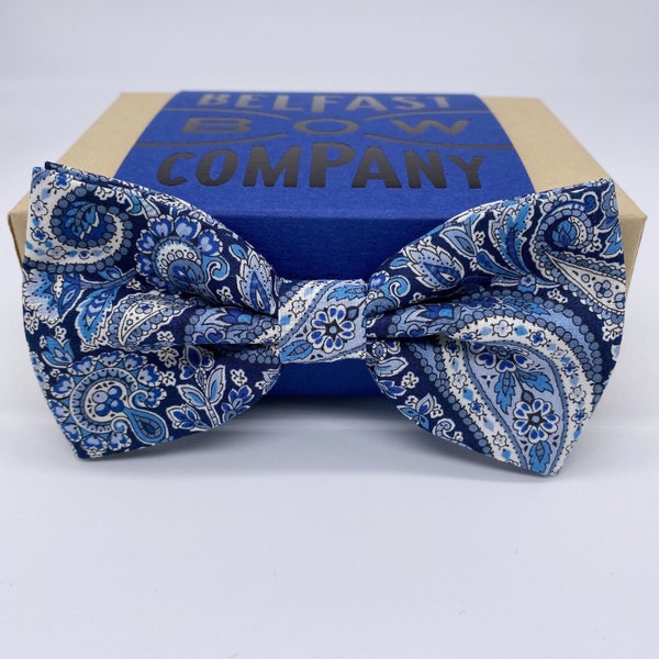 Liberty Bow Tie in Navy Blue Paisley - Self-Tie, Pre-Tied, Boy's Sizes, Pocket Squares & Cufflinks available