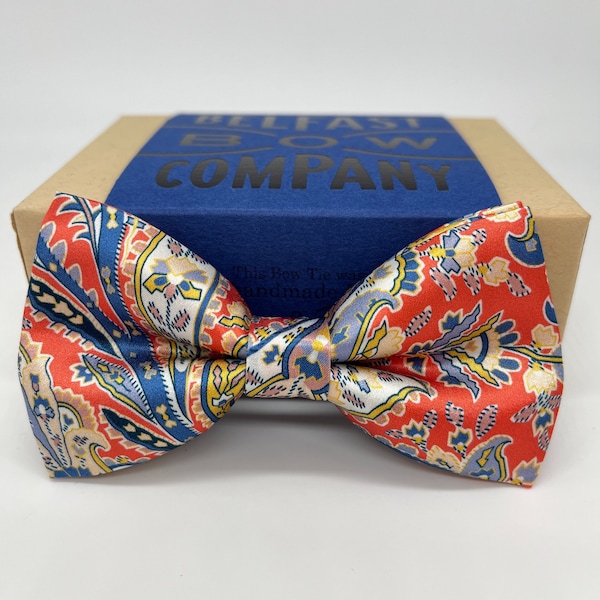 Liberty Bow Tie in Red Paisley Silk - Matching Cufflinks & Pocket Square available