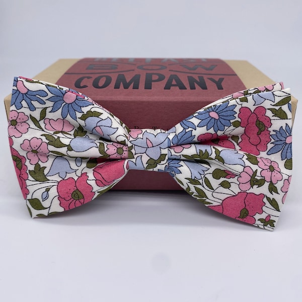 Liberty Bow Tie in Blue and Pink Meadow - Self-Tie, Pre-Tied, Boy's Sizes, Pocket Squares & Cufflinks available