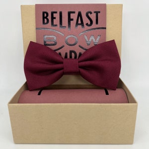 Bow Tie in Rich Burgundy Maroon Pre-Tied, Self-Tie, Boy's sizes, Pocket Squares & Cufflinks image 2