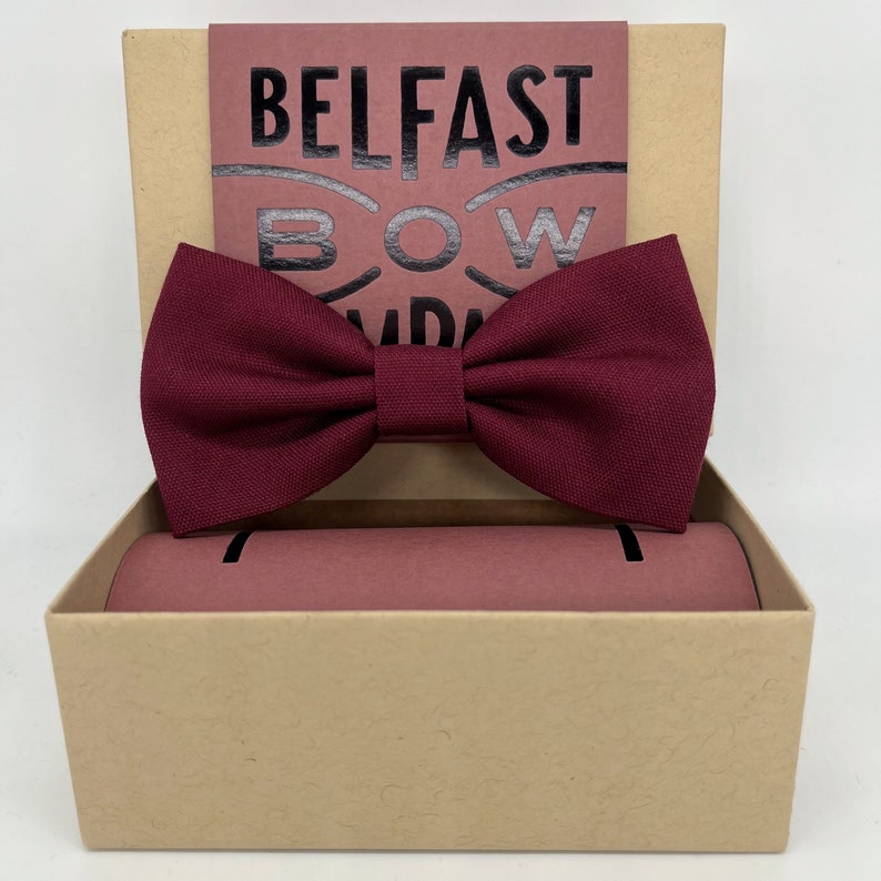 Bow Tie in Rich Burgundy Maroon Pre-Tied, Self-Tie, Boy's sizes, Pocket Squares & Cufflinks image 2