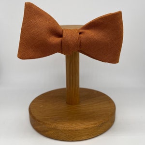 Irish Linen Bow Tie in Burnt Orange Self-Tie, Pre-Tied, Boy's Sizes, Pocket Square & Cufflinks available image 5