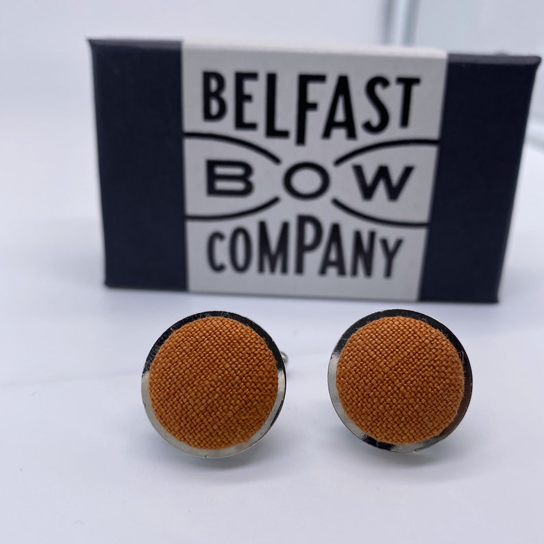 Irish Linen Bow Tie in Burnt Orange Self-Tie, Pre-Tied, Boy's Sizes, Pocket Square & Cufflinks available Matching Cufflinks