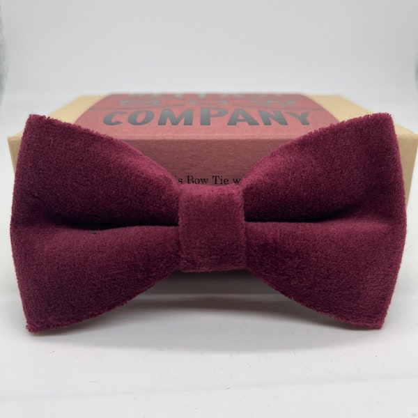 Bow Tie in Velvet - Rich Burgundy - Pre-Tied & Boy's Sizes