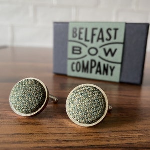 Islay Tweed Cufflinks in Olive Green