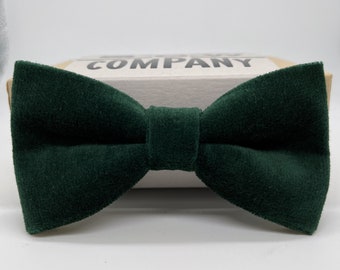 Bow Tie in Bottle Green Velvet - Adult & Boy's sizes available