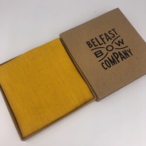 Irish Linen Tie in Mustard Yellow Matching Pocket Square & Cufflinks available image 6