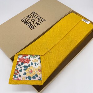 Irish Linen Tie in Mustard Yellow Matching Pocket Square & Cufflinks available Necktie