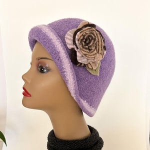 Wool Felted Hat Women&#39;s Winter Cloche Women&#39;s Cap Gifts for Her Gifts for Mom Wool Cloche Stylish Unique Accessories Lavendar Hat Gifts