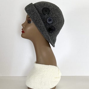 Wool Felted Hat Womens Gifts for Her Winter Cloche Wool Hat Womens Gray Wool Cloche Cap Gifts for Mom Stylish Winter Hats Unique Accessories
