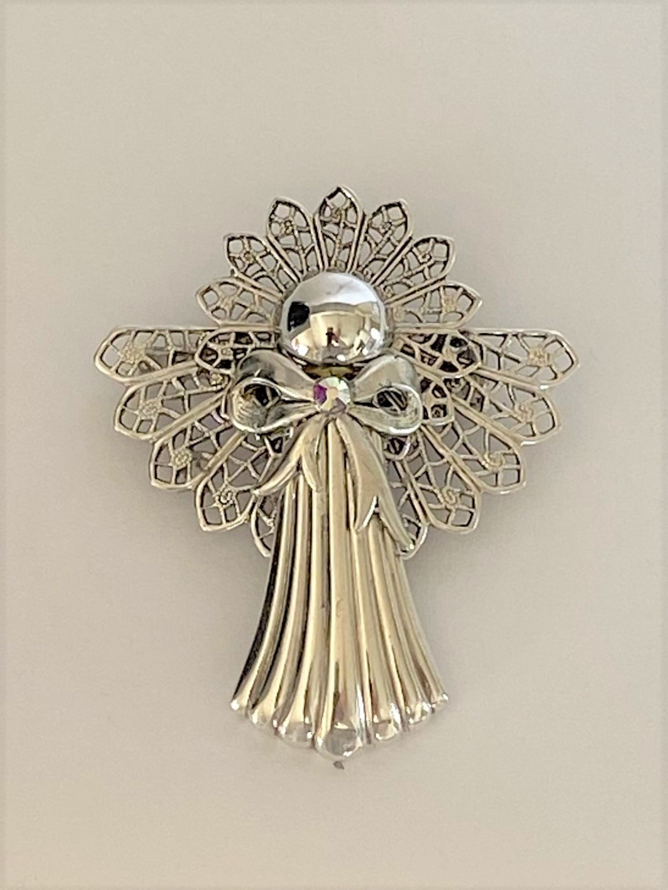 Jewelry Spoon Angel Pins Silver Filigree Cabochons Pendant Bridesmaids Gifts Antique Vintage Repurposed Upscaled