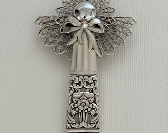 Jewelry Spoon Angel Pins Silver Filigree Cabochons Pendant Bridesmaids Gifts Antique Vintage Repurposed Upscaled